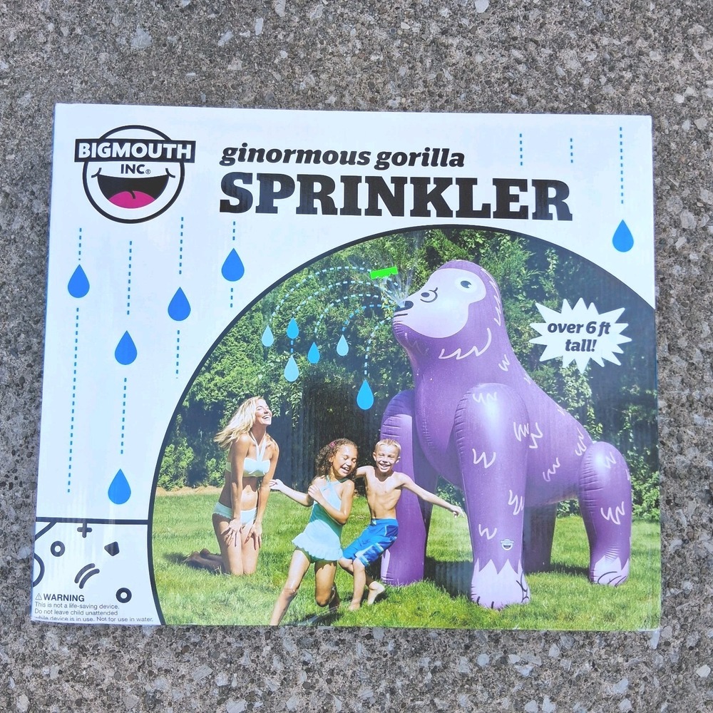 BigMouth Ginormous Gorilla Purple Ape Inflatable Kids Yard Sprinkler 6 Ft Tall